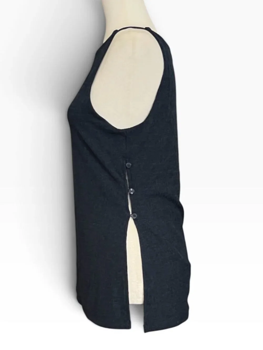 NWT Banana Republic Split Hem Crinkle Tank Top Size M Navy Blue Y2K Quiet Luxury